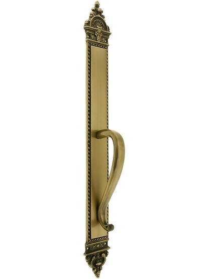 Large Blois Pattern Door Pull in Antique Brass.